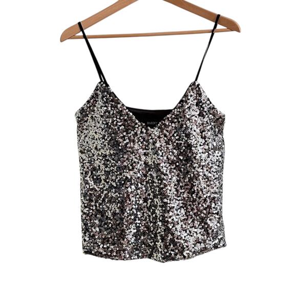 Bardot Silver Sequin Adjustable Strap Tank Sz 6/Small - Picture 1 of 6